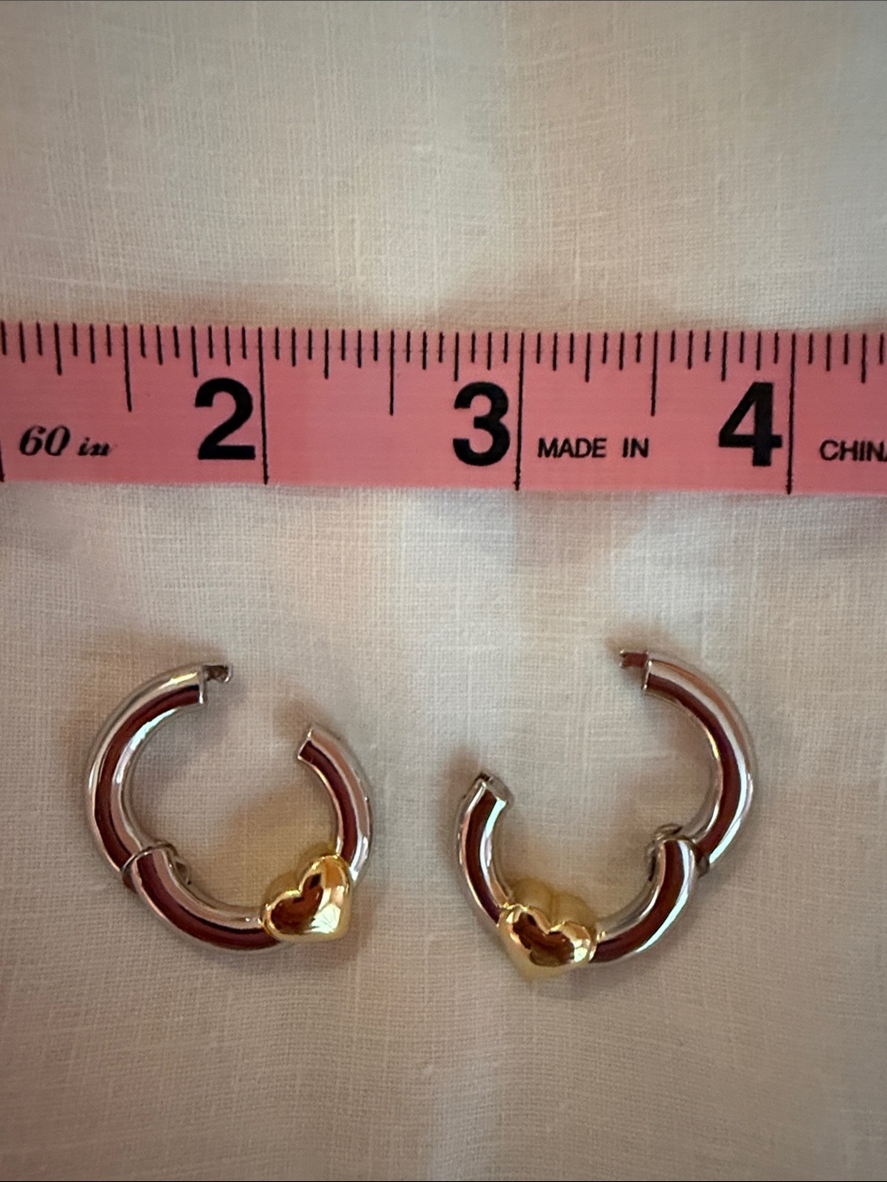 EARRINGS WEIGHTED GAUGE SILVER GOLD HEART 💛
